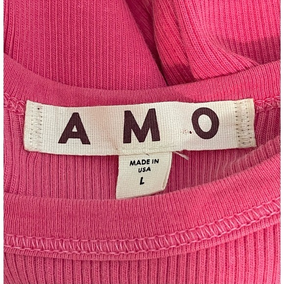 AMO Pink Rib Muscle Tank Long Dress Large Bodycon Maxi Wardrobe Staple Summer - Picture 7 of 11